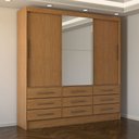 Ver imagem 6 de Guarda-roupa Casal Taylor Plus 3 Portas 9 Gavetas com Espelho Cinamomo - Panorama Móveis