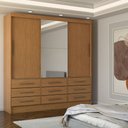 Ver imagem 1 de Guarda-roupa Casal Taylor Plus 3 Portas 9 Gavetas com Espelho Cinamomo - Panorama Móveis