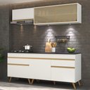 Ver imagem 3 de Armário de Cozinha Compacta 190cm com Leds Veneza Up Multimóveis V2031 Branco/Dourado