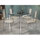 Ver imagem 1 de Conjunto Sala de Jantar Mesa com 4 Cadeiras Estofadas Cromado 051 Kappesberg Crome Cromado/nude