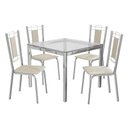 Ver imagem 2 de Conjunto Sala de Jantar Mesa com 4 Cadeiras Estofadas Cromado 051 Kappesberg Crome Cromado/nude