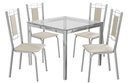 Ver imagem 2 de Conjunto Sala de Jantar Mesa com 4 Cadeiras Estofadas Cromado 051 Kappesberg Crome Cromado/nude