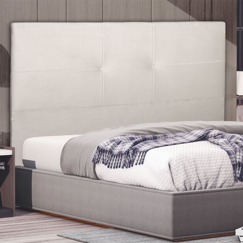Cabeceira Cama Box Queen Poliana 160 Cm Suede Bege Claro - MV Estofados Shop