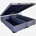 Ver imagem 2 de Cama Báu Box Base Queen Bipartido Suede Cinza Blindado com Pistão a Gás.