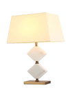 Ver imagem 2 de Abajur Moderno de Mesa Derco Mármore Branco e Detalhes Dourado