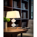Ver imagem 1 de Abajur Moderno de Mesa Derco Mármore Branco e Detalhes Dourado