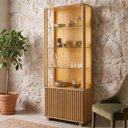 Ver imagem 1 de Cristaleira Ripada 2 Portas de Vidro com LED Aruá CabeCasa MadeiraOriginals Marrom/Jatobá