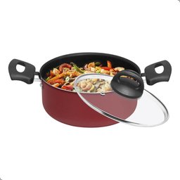 Jogo de Panelas 13 Pçs Vermelho Antiaderente Tampa de Vidro - 3