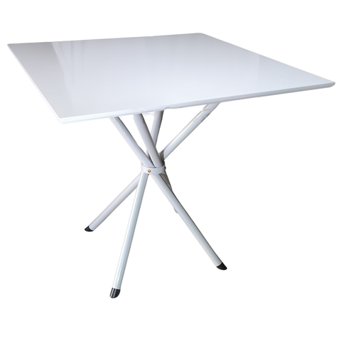 Mesa Jantar Quadrada Italy 80cm Mdf Branco Suporte Palito Metal