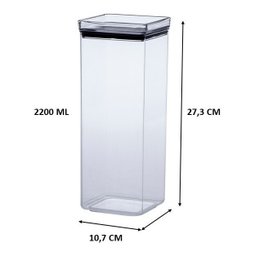 Conjunto 2 Potes Hermético Quadrado Lumini Empilhável 2200ml Paramount Kit 2 Paramount 1163 Transpar - 3