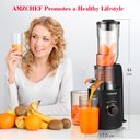 Ver imagem 6 de Espremedor Amzchef Masticador Lento 250w, Alta Extração de Suco (azul)