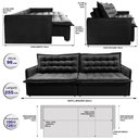 Ver imagem 3 de Sofá sem Caixa Retrátil Reclinável 2.55m Cama Inbox Versátil com Pillow Top e Molas Velusoft Preto