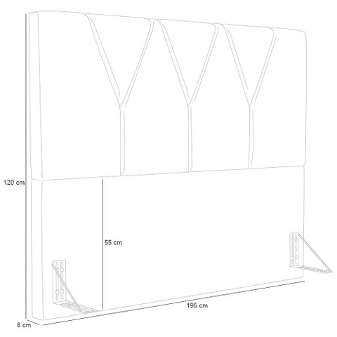 Cabeceira Cama Box Casal King 195 cm Aurora W01 Couríssimo Whisky - Lyam Decor