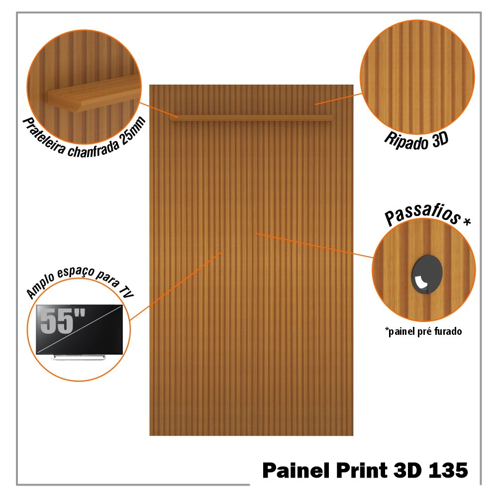 Painel Ripado 3d para Tv até 55 Polegadas Print 135cm - 9