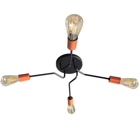 Luminaria Sputnik Aquarius 4 Braços Sala Quarto Preto/cobre