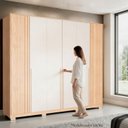 Ver imagem 5 de Guarda-Roupa Casal 6 Portas Marseille Bege/Carvalho Nature/Off White
