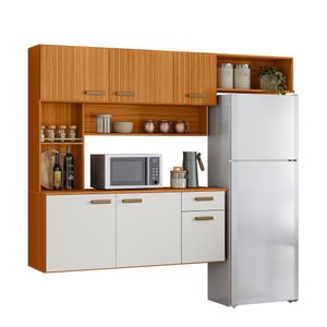 Cozinha Completa 1.8 Manu 5p Susp. Freijo C/ Off White Ripado 3d Poliman