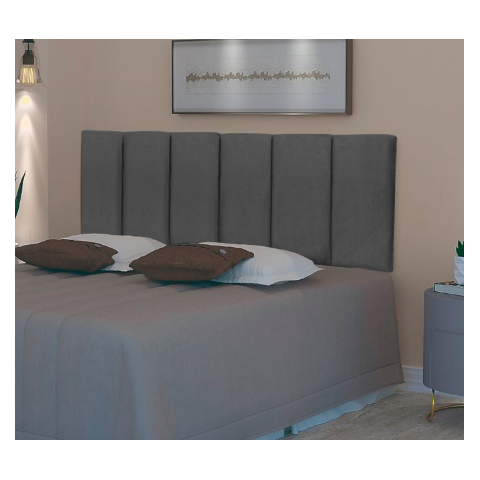 Cabeceira Elegante para Cama Box Dubai 200cm Grafite Suede