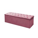 Ver imagem 1 de Calçadeira Baú P/ Box Solteiro 90cm Mirage c/ Capitonê Suede Rosa - LM DECOR