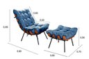 Ver imagem 5 de Poltrona Costela com Puff Cor:Linho Azul 330