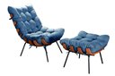 Ver imagem 1 de Poltrona Costela com Puff Cor:Linho Azul 330