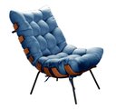 Ver imagem 3 de Poltrona Costela com Puff Cor:Linho Azul 330