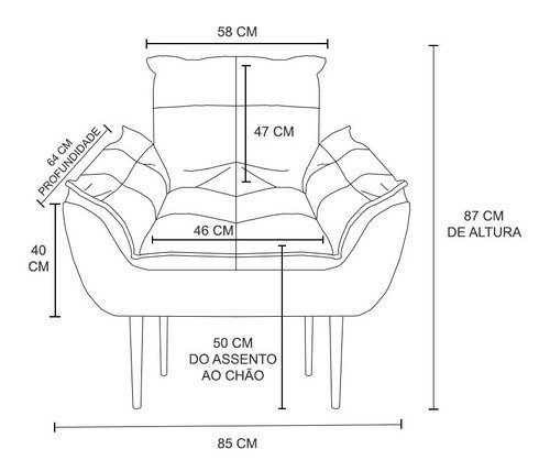 Poltrona Decorativa Opala Sala de Estar Preto V8 Decor:preto - 7