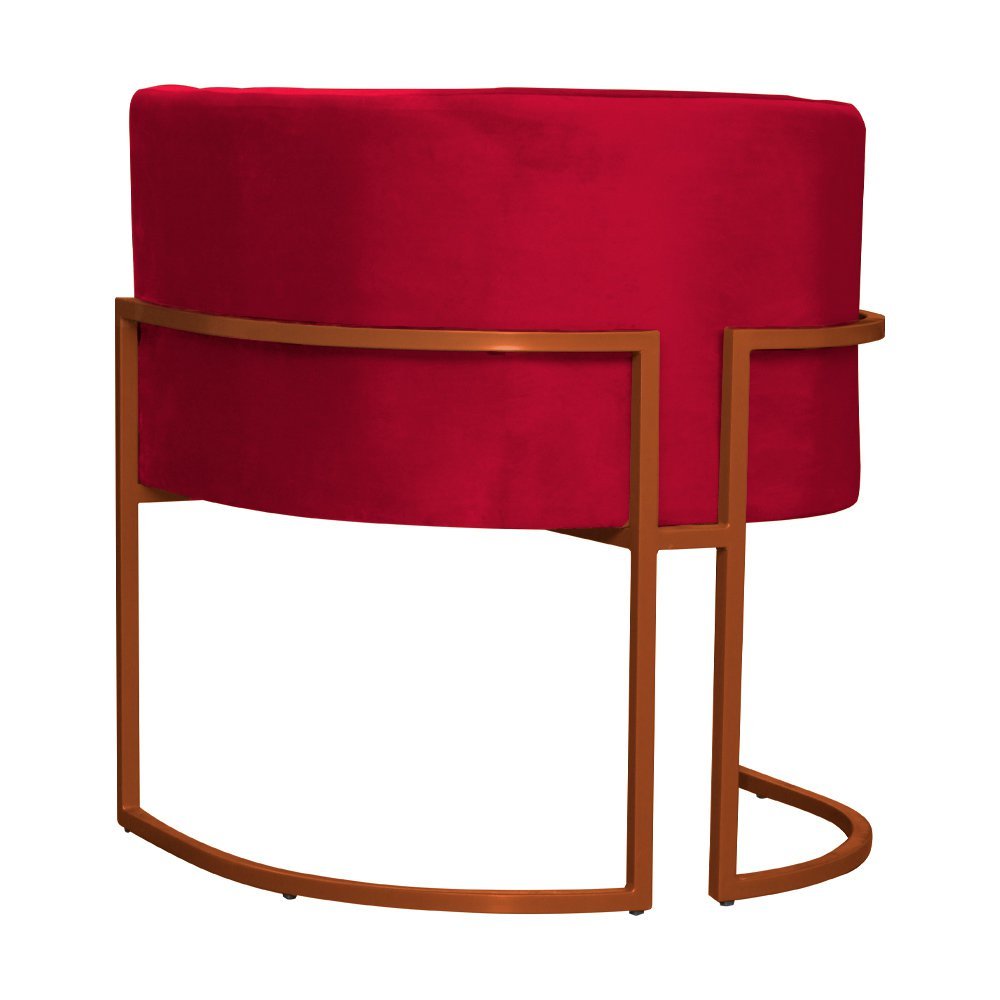 Poltrona Decorativa Luana Base em Metal Bronze Veludo Cores - DS Estofados Poltrona Luana Vermelho - 5