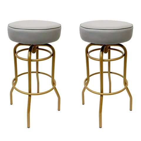 Banqueta Altura 65cm Bar Giratória cor Dourado fosco assento cinza Kit 2 unidades Poltronas do Sul B