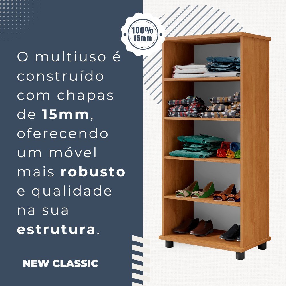 Multiuso New Classic 2 Portas 5 Prateleiras em Mdp Benetil Móveis - 4