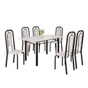 Ver imagem 2 de Conjunto de Mesa Tubular com 6 Cadeiras Lara Preto/Bege