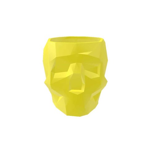 Caveira Geometrica - Vaso Cactos ou Suculentas:amarelo