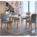 Ver imagem 1 de Conjunto Sala de Jantar Mesa Liz 120cm com Vidro Canto Copo e 4 Cadeiras Athenas Moderna