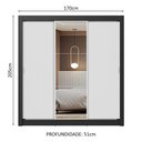 Ver mais imagens de Guarda-roupa Casal 3 Portas de Correr com Espelho Preto/branco Nobre Madesa Preto/branco