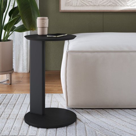 Mesa Lateral Apoio Sofá Orgânica Chanfrado Pé Madeira Complementos