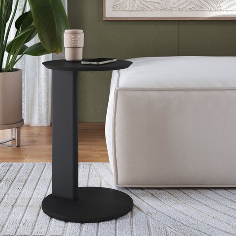 Mesa Lateral Apoio Sofá Orgânica Chanfrado Pé Madeira Complementos