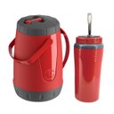 Ver imagem 1 de Kit Tereré Completo 1 Garrafa Térmica 2,5L 1 Copo Térmico 650ml Com Bomba Inox Unitermi - Vermelho