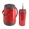 Kit Tereré Completo 1 Garrafa Térmica 2,5L 1 Copo Térmico 650ml Com Bomba Inox Unitermi - Vermelho - 1