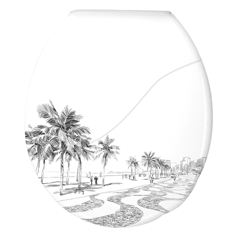 Assento Tampa Bellart para Vaso Sanitário Oval Almofadado Decorado Copacabana Branco Durín