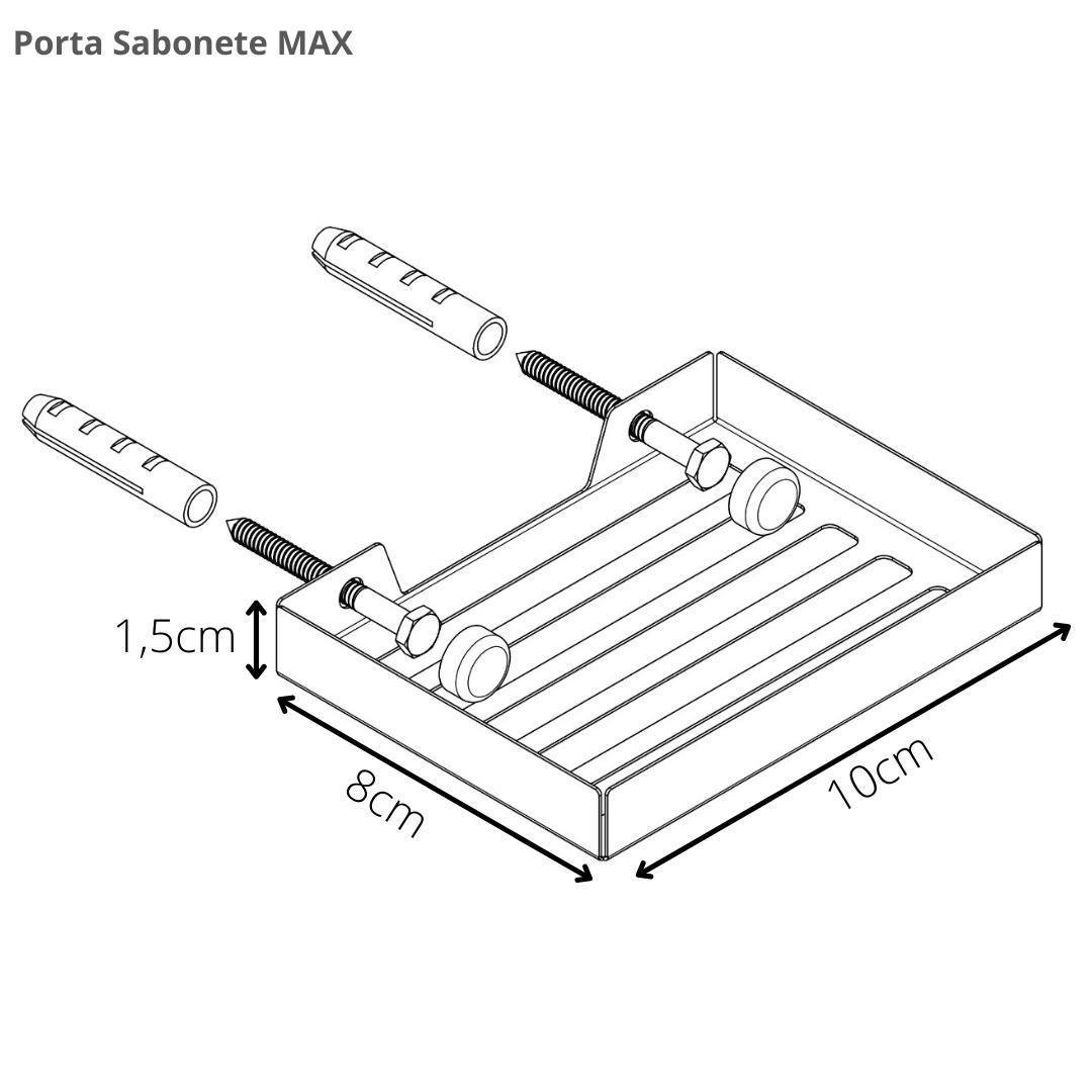 Kit Acessórios para Banheiro Preto Fosco 5 Peças Max - 9