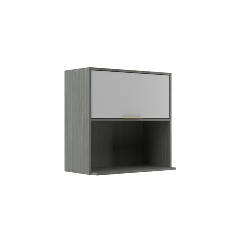 Armário Aéreo 1 Porta com Nicho Domus Espresso Móveis Prata/Silver