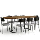 Ver imagem 2 de Mesa Retangular Alina 200cm Cinamomo Preto com 8 Cadeiras Barcelona N01 Couríssimo Preto Linho