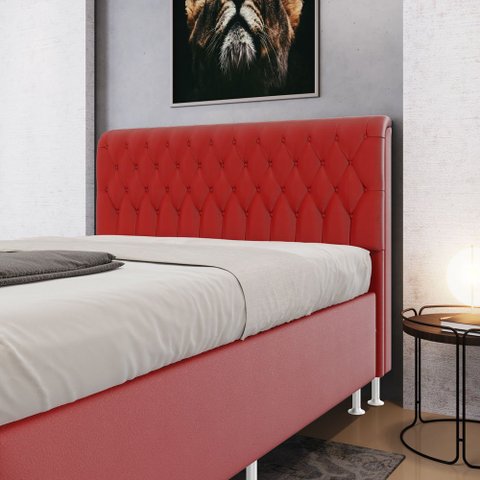 Cabeceira Bellatrix 160 Queen A-020 Couro Artificial Vermelho Aradecor
