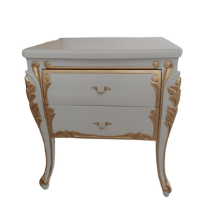 Mesa de Cabeceira Luís Xv Madeira Maciça Apliques Folheados a Ouro