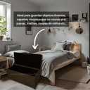 Ver imagem 4 de Bau Solteiro Suede Pé de Cama Guarda Volumes Assento - Marrom