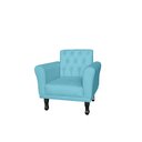Ver imagem 1 de Poltrona Decorativa Classic Suede Azul Tifany Pés Madeira Mz Decor