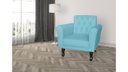 Ver imagem 4 de Poltrona Decorativa Classic Suede Azul Tifany Pés Madeira Mz Decor