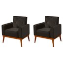 Ver imagem 1 de Kit 2 Poltronas Decorativa Florença Pés em Madeira Maciça Estofado Veludo - Marrom