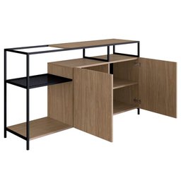 Buffet Para Sala de Jantar 2 Portas Pés Metálicos Dinâmico Hanover/Preto - Artesano - 6