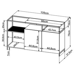 Buffet Para Sala de Jantar 2 Portas Pés Metálicos Dinâmico Hanover/Preto - Artesano - 5